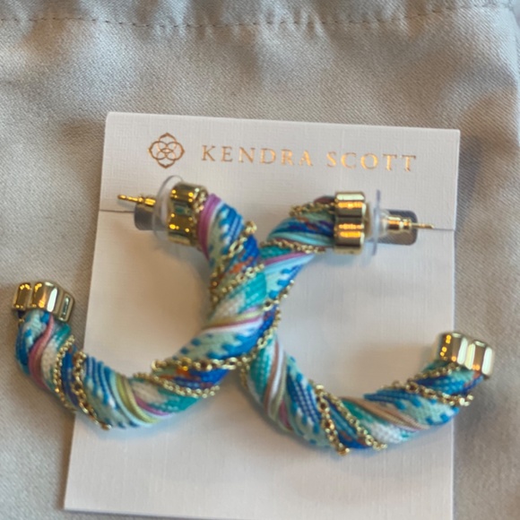 REG $98 KENDRA SCOTT MASIE CORDED 1.66" HOOP EARRINGS-PERIWINKLE MIX - Picture 2 of 7